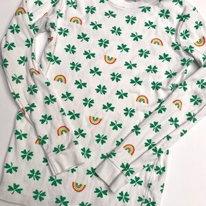 Primary Green Clover and Rainbow Long Sleeve Tee